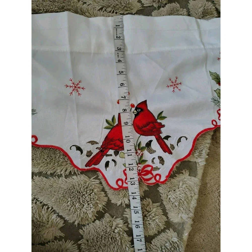 Cardinal Embroidered Valance Holidays & Winer Season